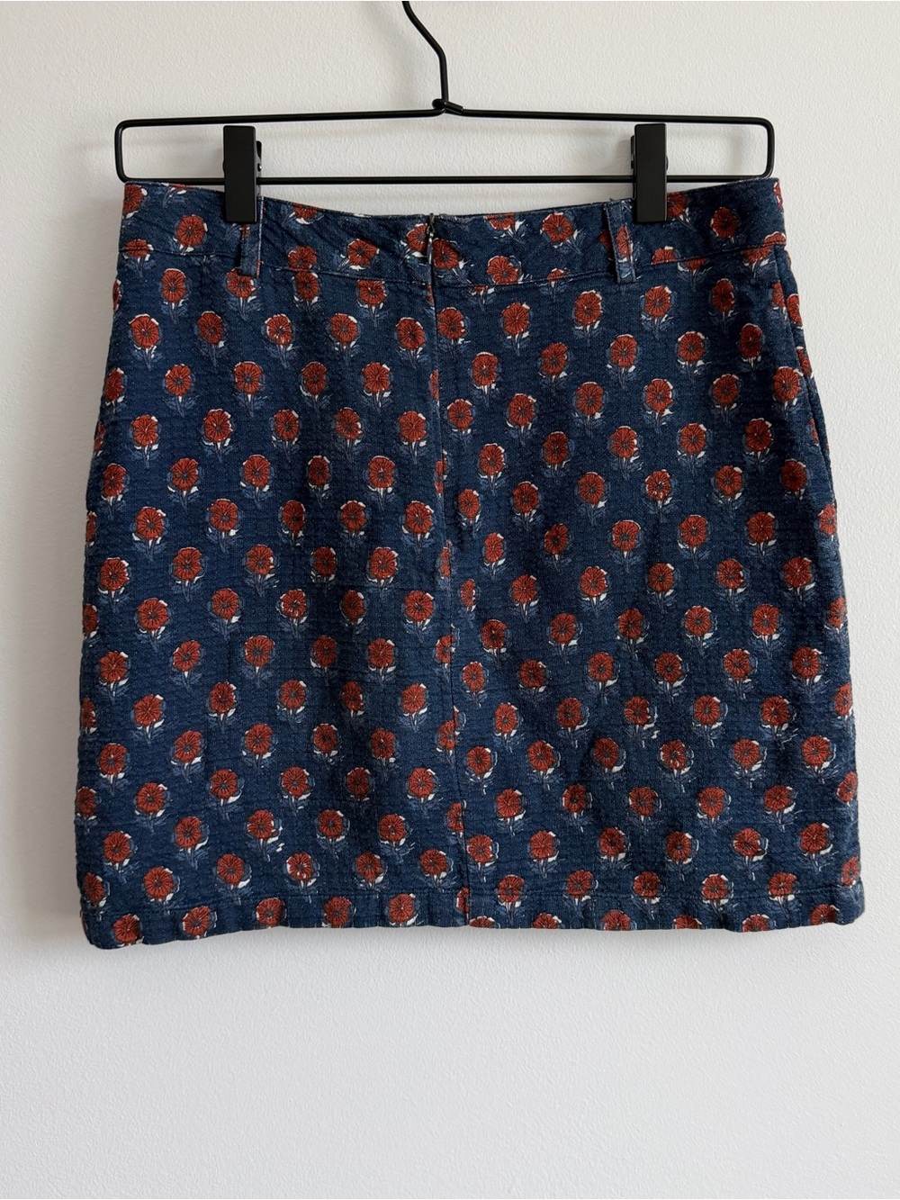 des petit hauts French-designed Mini Skirt Navy & Terracotta Red Botanical Print